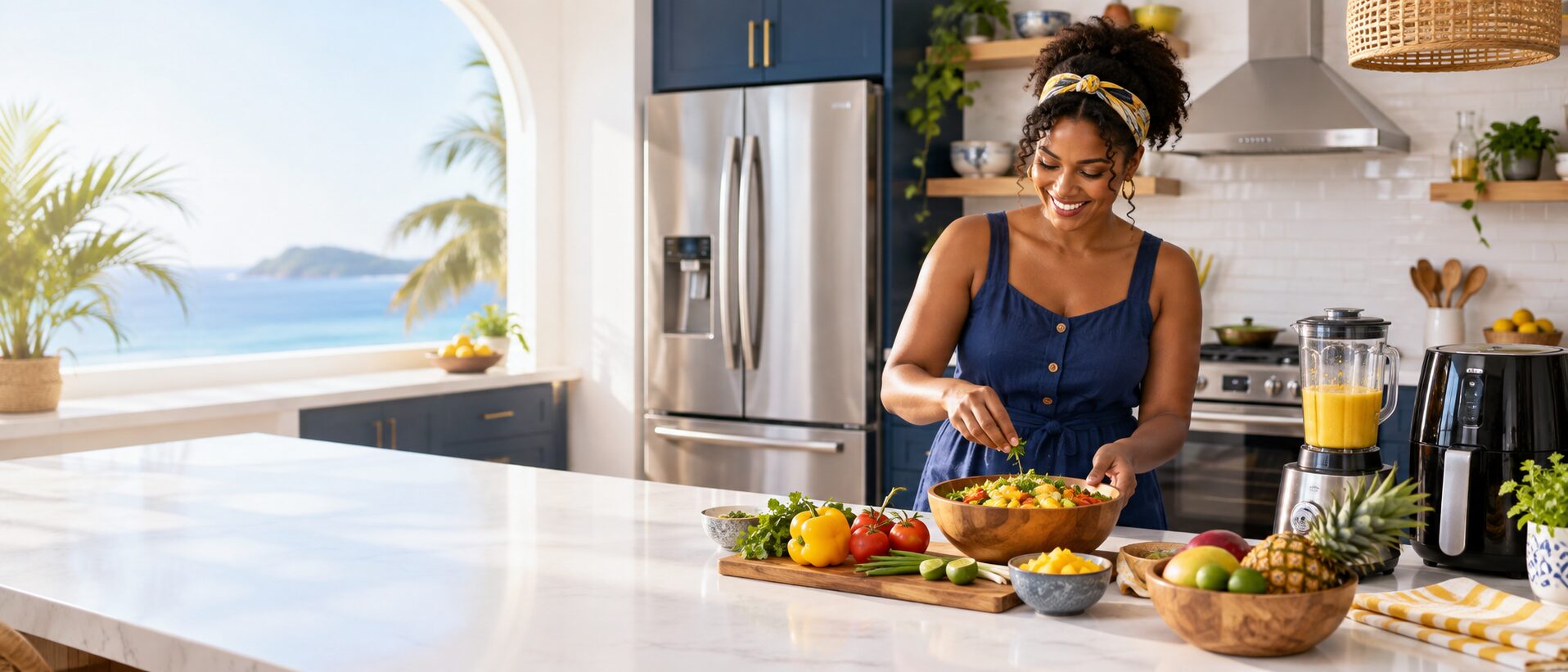 Modern kitchen with large and small appliances